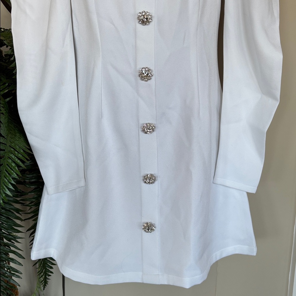 Danielle Bernstein White Rhinestone Mini Dress Lo… - image 6